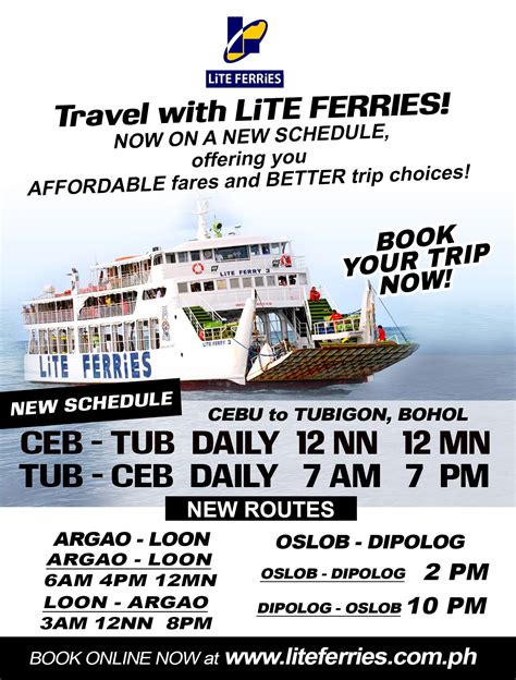 tubigon to cebu ferry schedule|Tubigon (Station) to Cebu City Ferries .